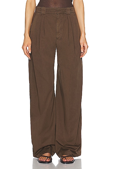 Shop Lemaire Wide Leg Pant In Dark Tobacco