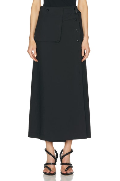 Lemaire Long Wrap Skirt in Black