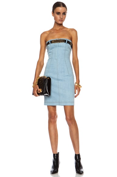 ワンピース MOSCHINO JEANS Woman Dress Blue 06098217 0290 Moschino Jeans Cut-out Bustier Denim Dress, Medium | eBay