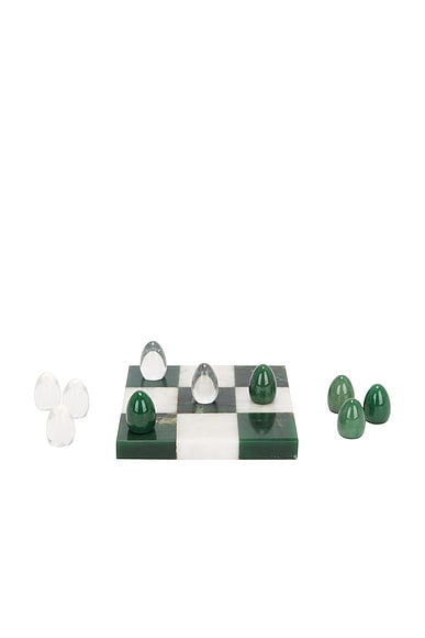 Loren Stewart Tic Tac Toe Set in Glass & Green Agate