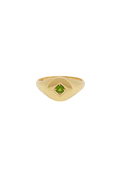 Loren Stewart Baby Deco Signet Ring in Vermeil Chrome Dioposide FWRD