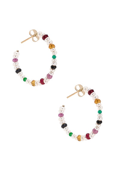 Rainbow Pearl Hoops