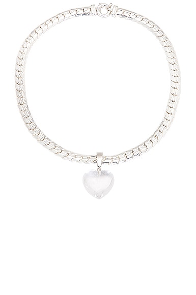 Loren Stewart Heart Rock Crystal Necklace in Sterling Silver & Clear