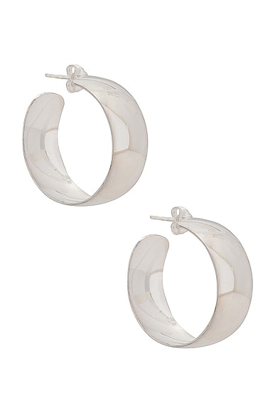 XL Dome Hoop Earrings in Metallic Silver