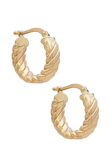 Loren Stewart Mini Ribbed Hoop Earrings in 14k Yellow Gold