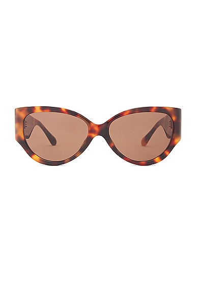 Linda Farrow Connie Sunglasses in T-shell, Yellow Gold, & Brown