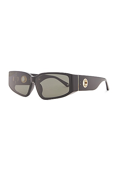 Shop Linda Farrow Alexis Sunglasses In Black  Yellow Gold  & Grey