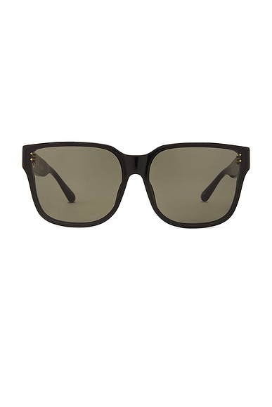 Linda Farrow Rui Sunglasses in Black, Yellow Gold, & Grey