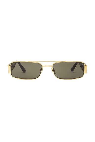 Linda Farrow Joey Sunglasses in Yellow Gold, Black, & Grey