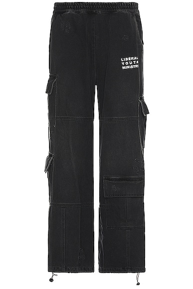Liberal Youth Ministry Denim Cargo Trousers In Black