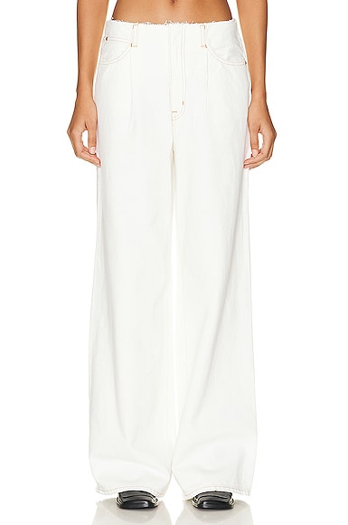 Slvrlake Taylor Wide Pleated Pants In Natural White