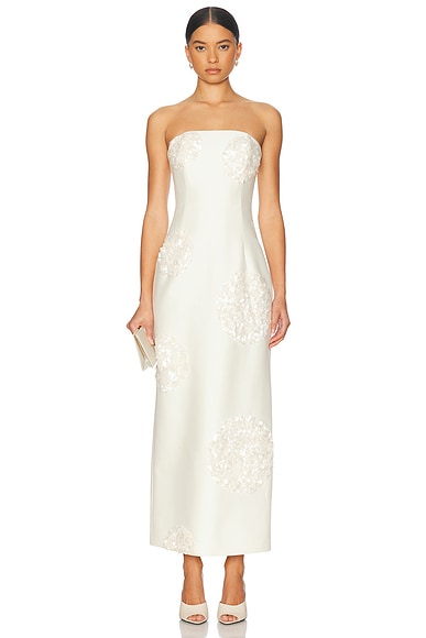 LEO LIN Rayna Embellished Bustier Maxi Dress in Cream