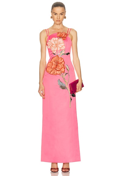 Arianna Applique Floral Maxi Dress in Peony Print
