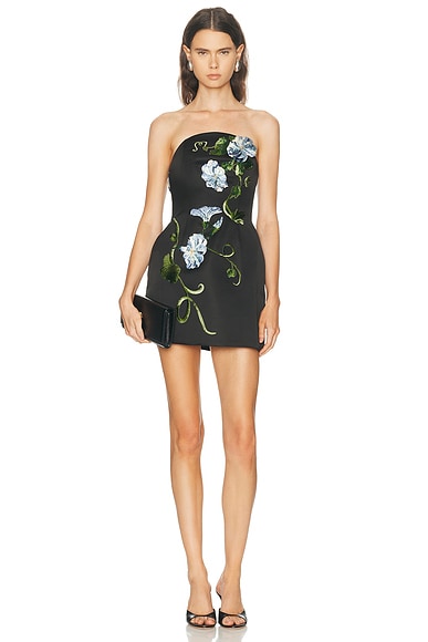 Zaria Applique Floral Bustier Mini Dress in Vine Print