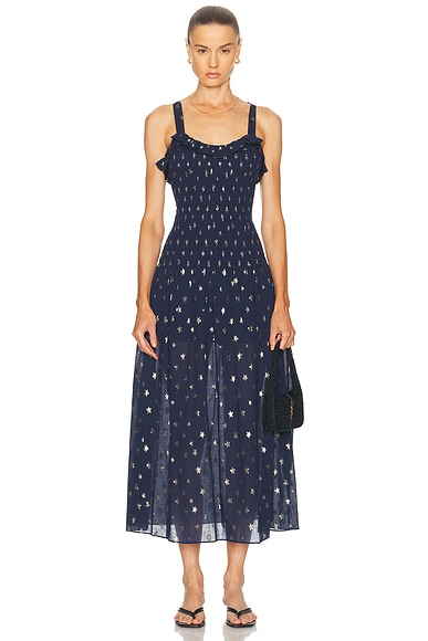 LoveShackFancy Hillaria Dress in Celestial Navy