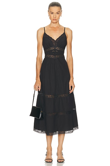 LoveShackFancy Catryn Dress in Black