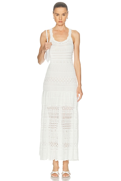 LoveShackFancy Solenne Dress in Light Chai