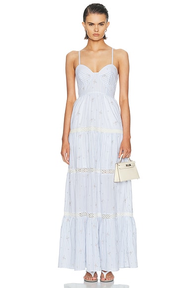 LoveShackFancy Story Dress in Sky Mist
