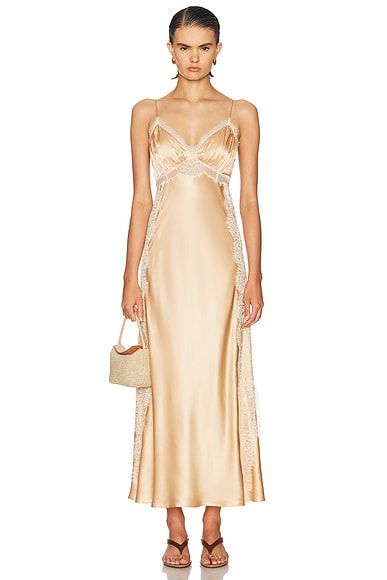 LoveShackFancy Shia Dress in Pale Gold