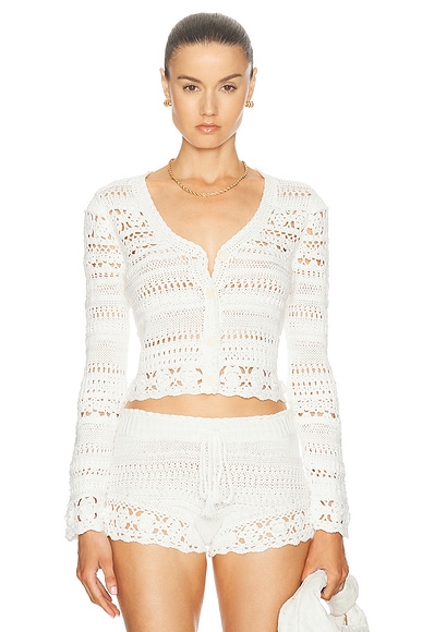 LoveShackFancy Middleton Cardigan in Antique White
