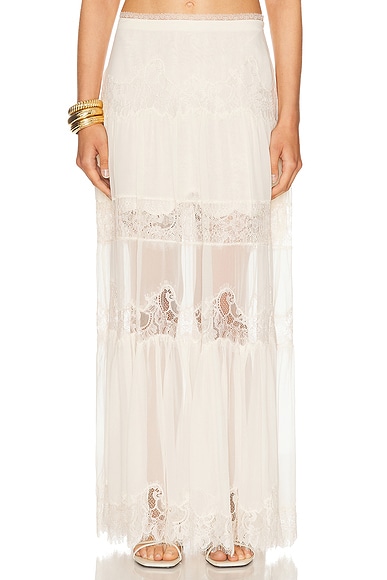 LoveShackFancy Aubreline Skirt in Ivory