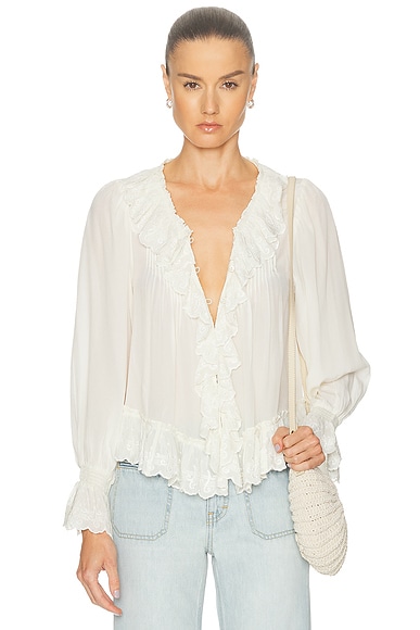 LoveShackFancy Avee Top in Cream