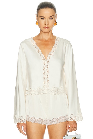 LoveShackFancy Fioretta Top in Alabaster Glow