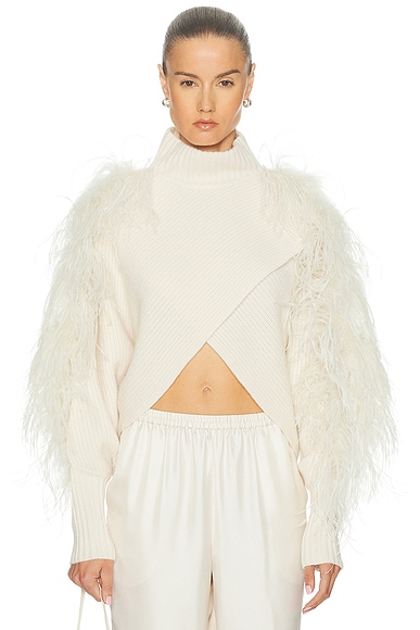 Organic Cashmere Crossover Ostrich Sweater