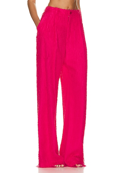 Shop Lapointe Lightweight Fringe Relaxed Pleated Pant In Cerise