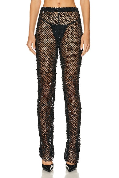 Shop Lapointe Net Mesh Sequin Flare Leg Pant In Black