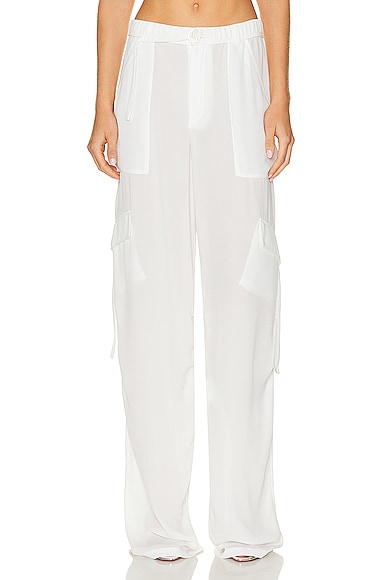Lapointe Lightweight Georgette Utility Pocket Trouser In White