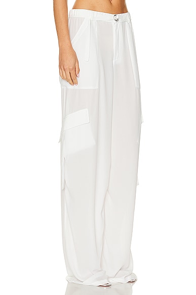 Shop Lapointe Lightweight Georgette Utility Pocket Pant In White
