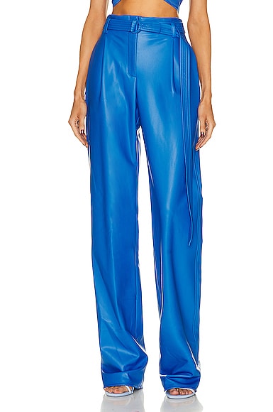 Faux Leather High Waisted Belted Pant