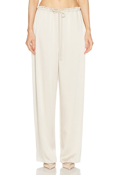 Lapointe Doubleface Satin Drawstring Side Pocket Pant in Sand