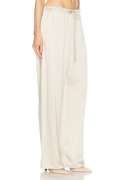 Shop Lapointe Doubleface Satin Drawstring Side Pocket Pant In Sand