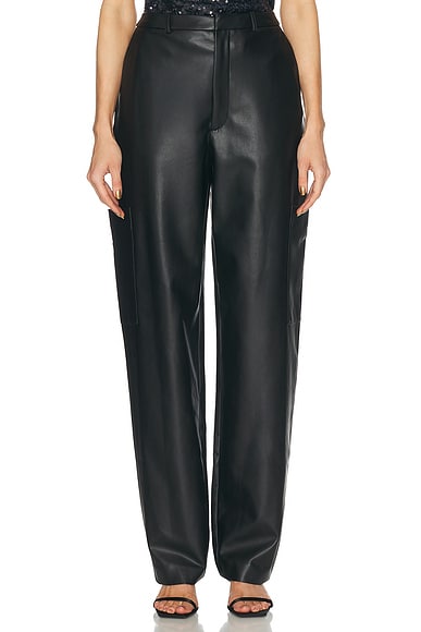 Lapointe Stretch Faux Leather Tapered Trouser in Black