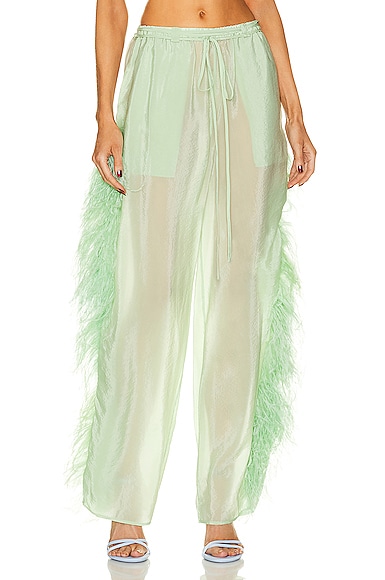 Lapointe Cinched Drawstring Pant with Feathers in Sage