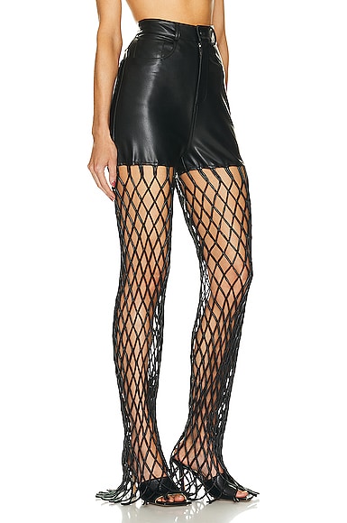 Shop Lapointe Stretch Faux Leather Mesh Pant In Black