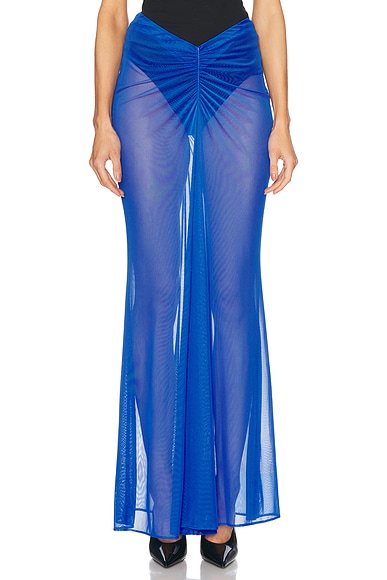Mesh Ruched Maxi Skirt