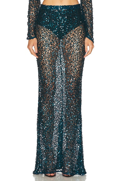 Net Paillette Maxi Skirt in Oz
