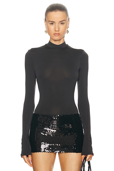 Lightweight Jersey Mock Neck Bodysuit Top