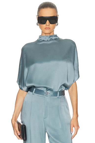 Lapointe Satin Cape Tee in Light Slate