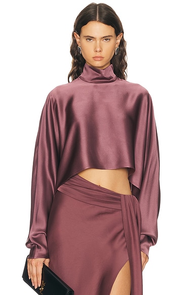 Lapointe Satin Caftan Top in Dark Mauve