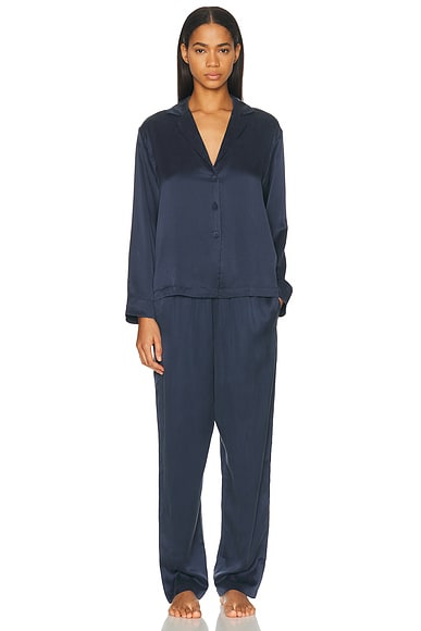 Washable Silk Long Sleeve Pant Pajama Set