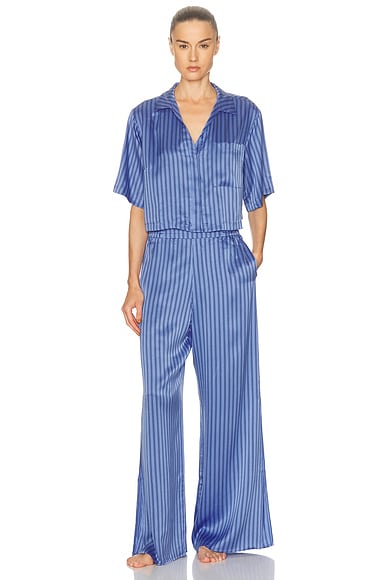 LUNYA Washable Silk High Rise Pant Set in Coastal Stripe