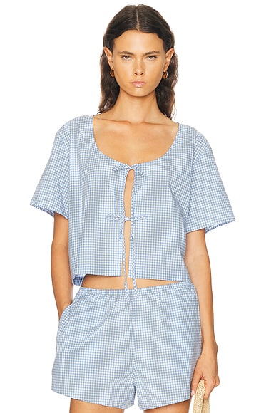 Airy Cotton Tie Front Top