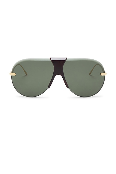 Loewe Safari Sunglasses in Shiny Endura Gold & Green