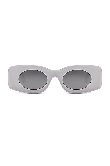 Loewe Paula's Ibiza Rectangle Sunglasses in White & Smoke Mirror