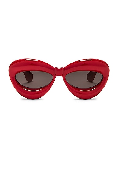 Loewe Inflated Cat Eye Sunglasses in Shiny Red & Smoke