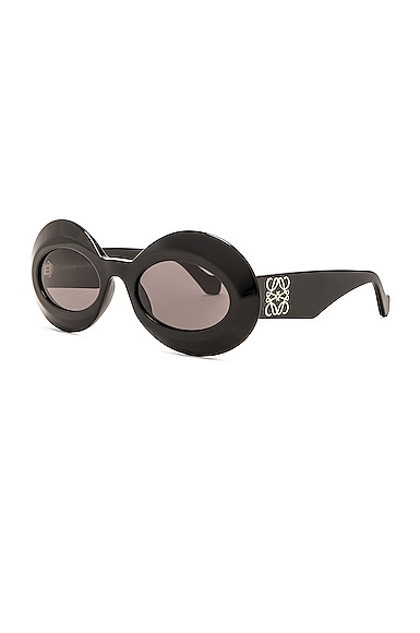Shop Loewe Chunky Anagram Sunglasses In Shiny Black & Smoke